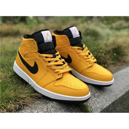 JORDAN 1 Mid - University Gold Sneakers - Black Unisex Streetwear Limited Edition