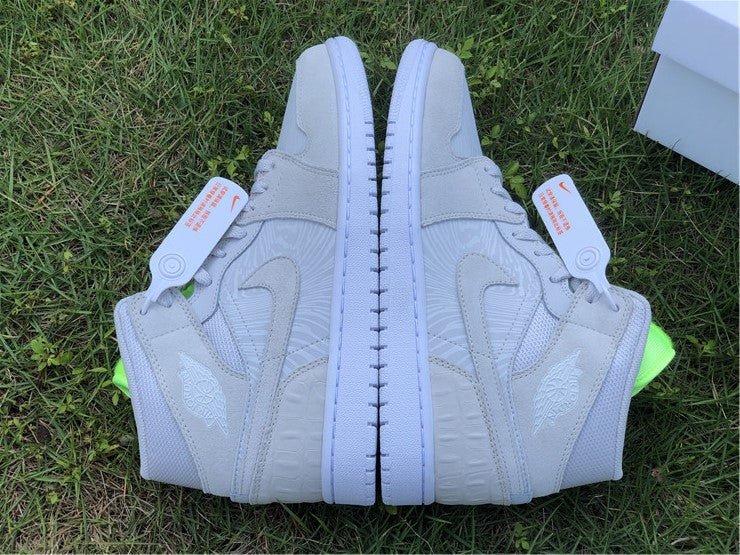 JORDAN 1 Mid - Vast Grey Ghost Sneakers - Green Unisex Streetwear Limited Edition