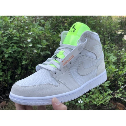 JORDAN 1 Mid - Vast Grey Ghost Sneakers - Green Unisex Streetwear Limited Edition