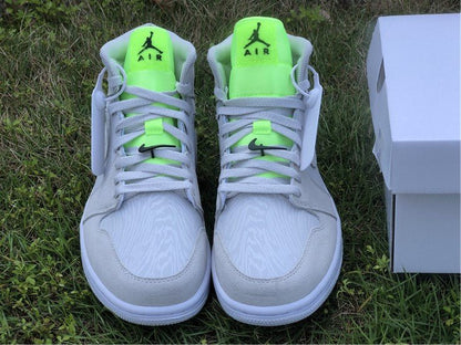 JORDAN 1 Mid - Vast Grey Ghost Sneakers - Green Unisex Streetwear Limited Edition