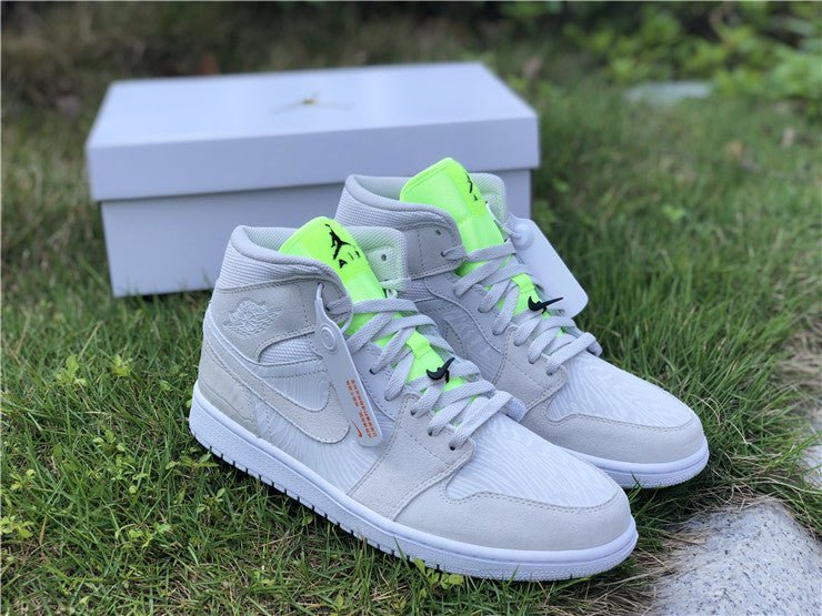 JORDAN 1 Mid - Vast Grey Ghost Sneakers - Green Unisex Streetwear Limited Edition