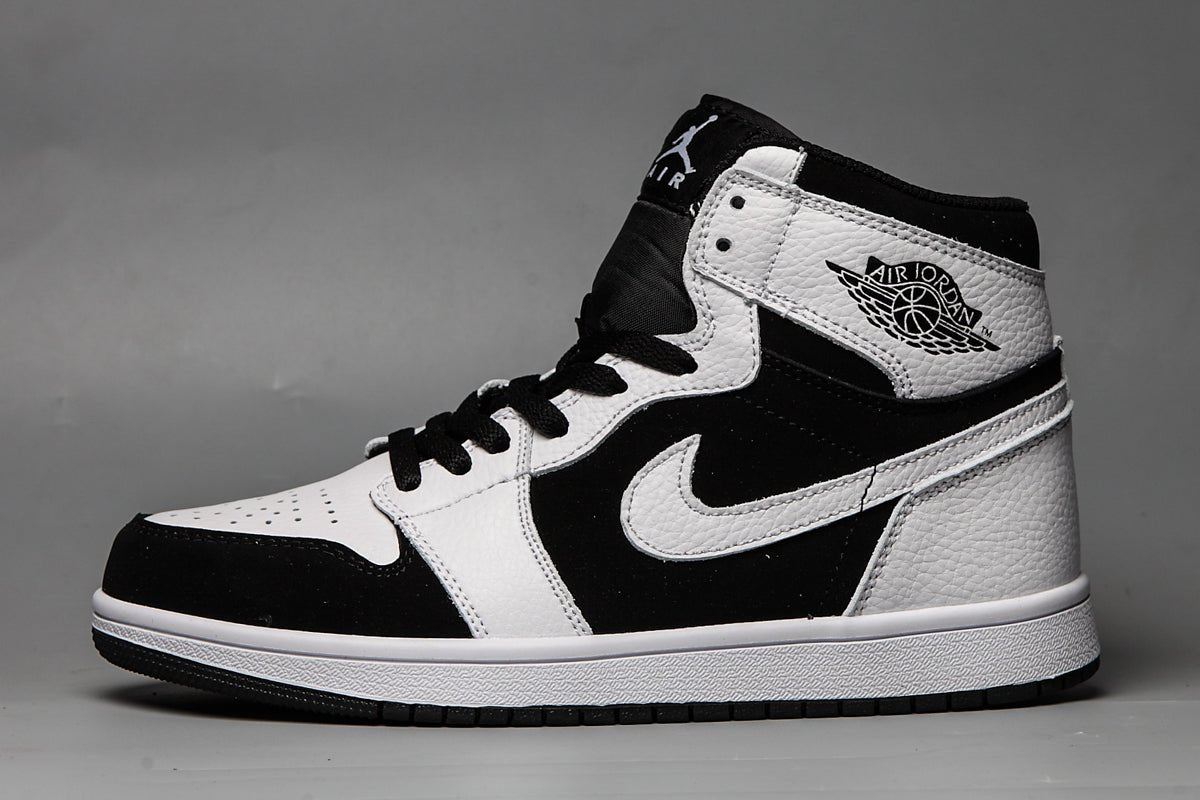 JORDAN 1 Mid - White Sneakers - Black Unisex Streetwear Limited Edition
