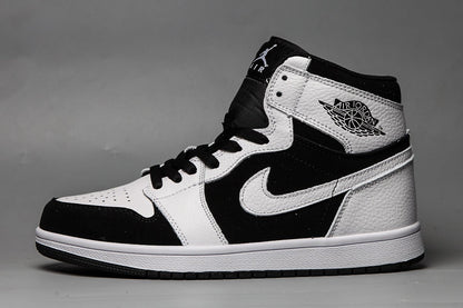 JORDAN 1 Mid - White Sneakers - Black Unisex Streetwear Limited Edition