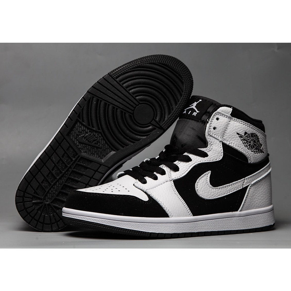 JORDAN 1 Mid - White Sneakers - Black Unisex Streetwear Limited Edition