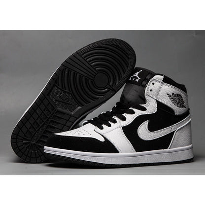 JORDAN 1 Mid - White Sneakers - Black Unisex Streetwear Limited Edition