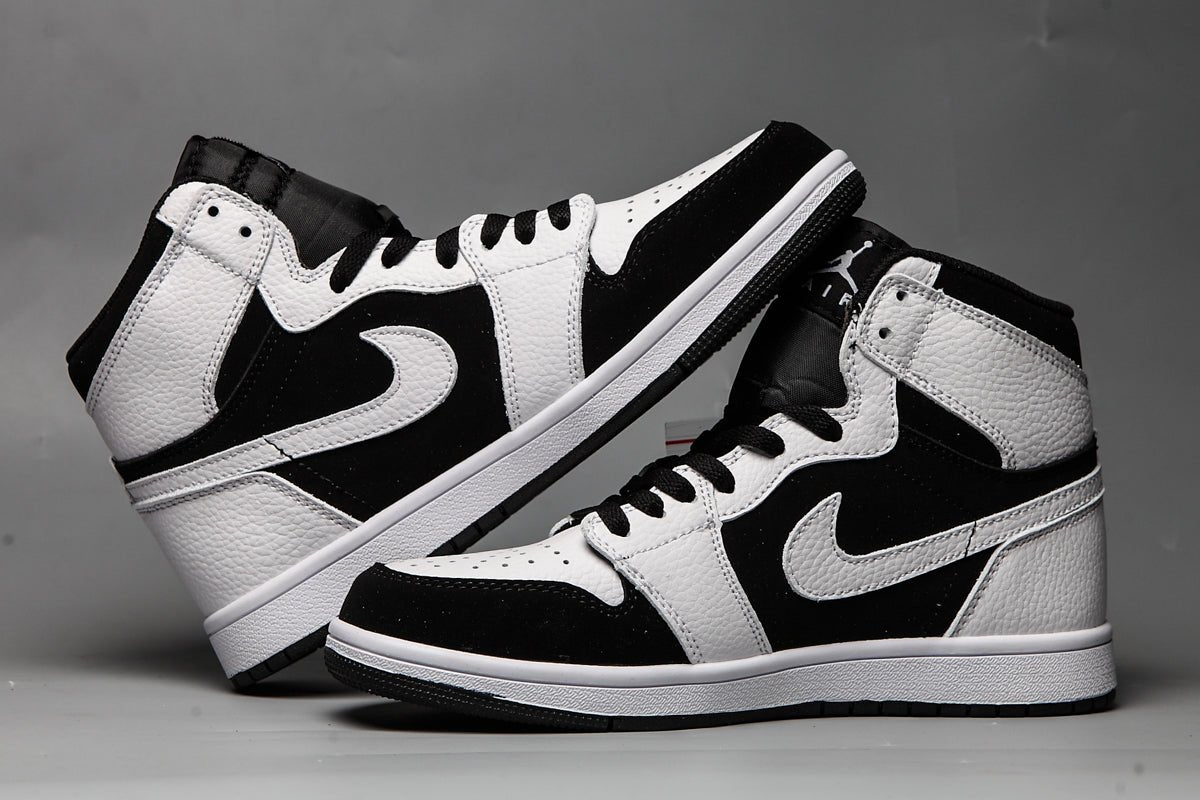 JORDAN 1 Mid - White Sneakers - Black Unisex Streetwear Limited Edition