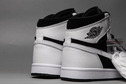 JORDAN 1 Mid - White Sneakers - Black Unisex Streetwear Limited Edition