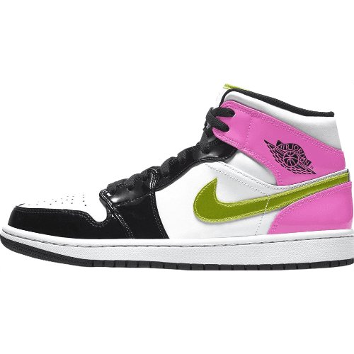 JORDAN 1 Mid - White Cyber Pink Sneakers - Black Unisex Streetwear Limited Edition