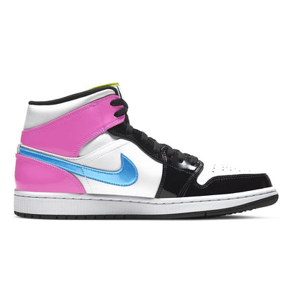 JORDAN 1 Mid - White Cyber Pink Sneakers - Black Unisex Streetwear Limited Edition