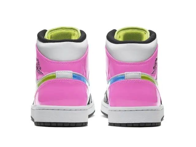 JORDAN 1 Mid - White Cyber Pink Sneakers - Black Unisex Streetwear Limited Edition