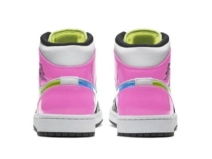 JORDAN 1 Mid - White Cyber Pink Sneakers - Black Unisex Streetwear Limited Edition