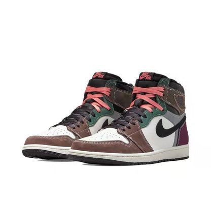 JORDAN 1 Retro High Og - Hand Crafted Sneakers - Black Unisex Streetwear Limited Edition