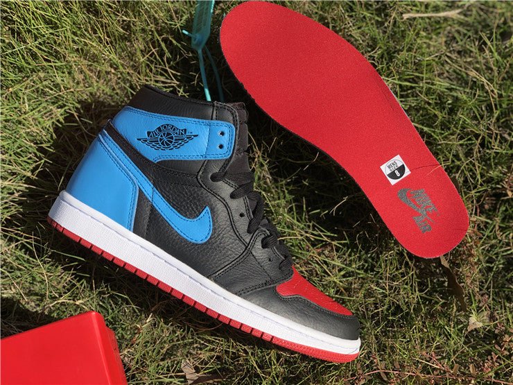 JORDAN 1 Retro High - Nc To Chi Leather Sneakers - Black Unisex Streetwear Limited Edition