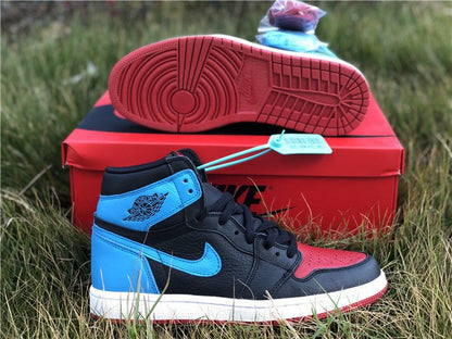 JORDAN 1 Retro High - Nc To Chi Leather Sneakers - Black Unisex Streetwear Limited Edition