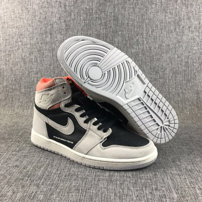 JORDAN 1 Retro High - Neutral Hyper Crimson Sneakers - Grey Unisex Streetwear Limited Edition