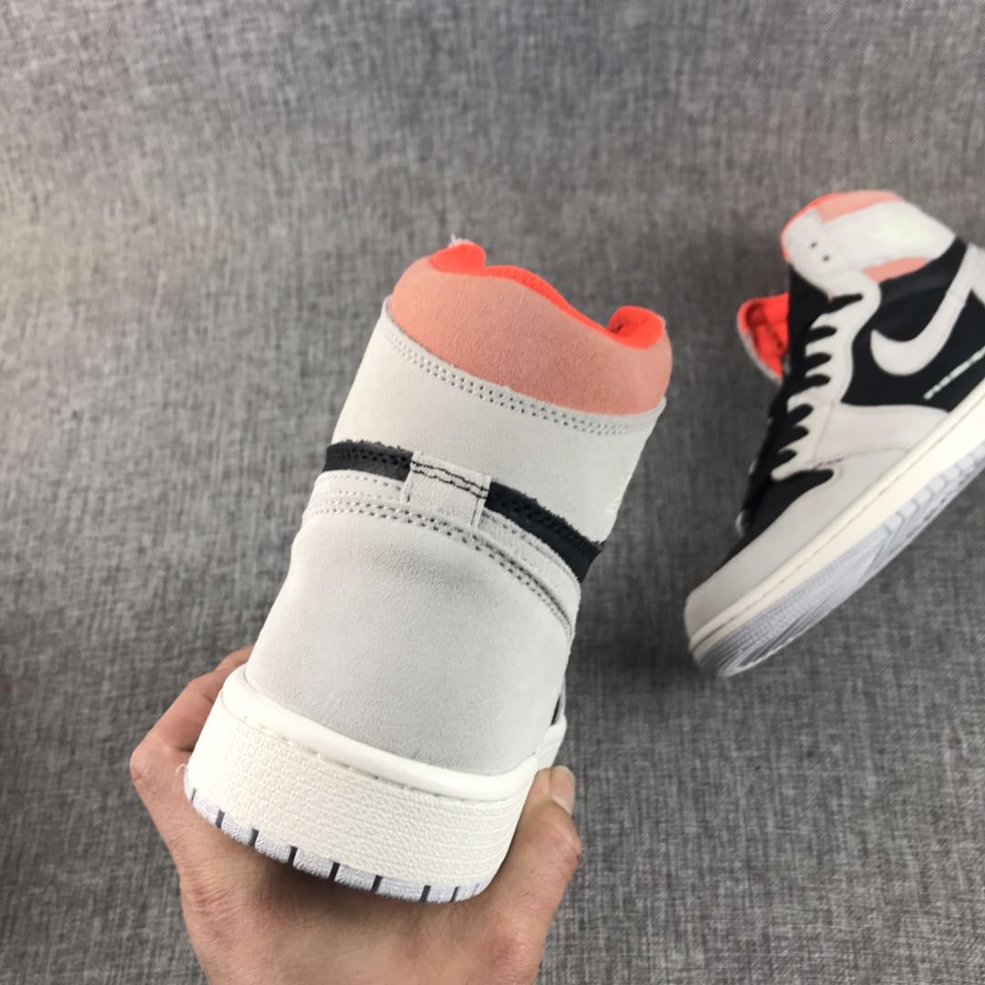 JORDAN 1 Retro High - Neutral Hyper Crimson Sneakers - Grey Unisex Streetwear Limited Edition