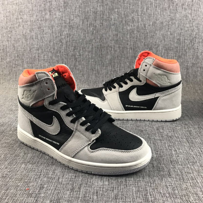 JORDAN 1 Retro High - Neutral Hyper Crimson Sneakers - Grey Unisex Streetwear Limited Edition