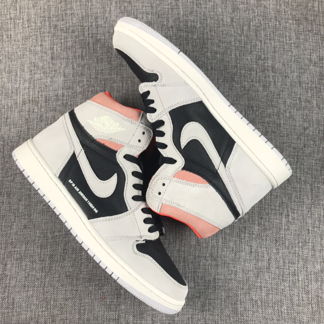 JORDAN 1 Retro High - Neutral Hyper Crimson Sneakers - Grey Unisex Streetwear Limited Edition