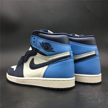 JORDAN 1 Retro High - Obsidian Unc Sneakers - Black Unisex Streetwear Limited Edition