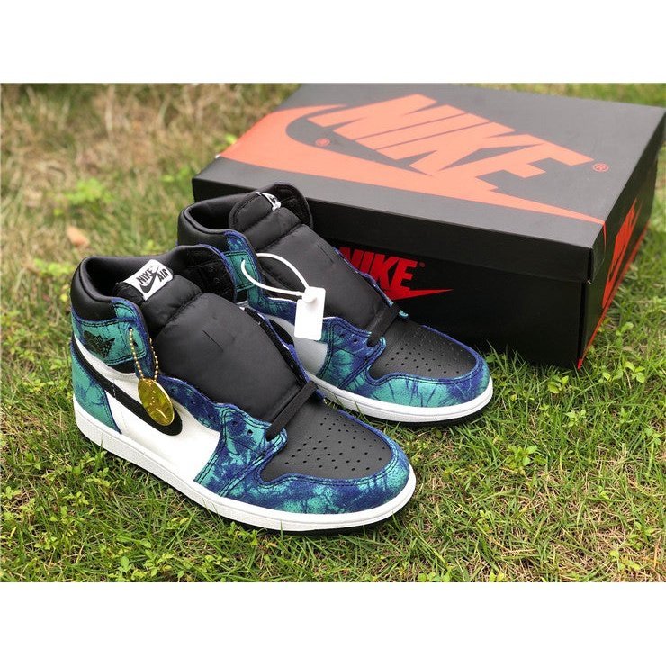 JORDAN 1 Retro High - Tie Dye Sneakers - Black Unisex Streetwear Limited Edition