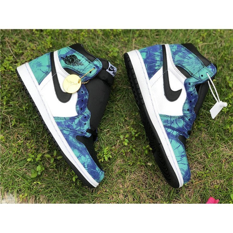 JORDAN 1 Retro High - Tie Dye Sneakers - Black Unisex Streetwear Limited Edition