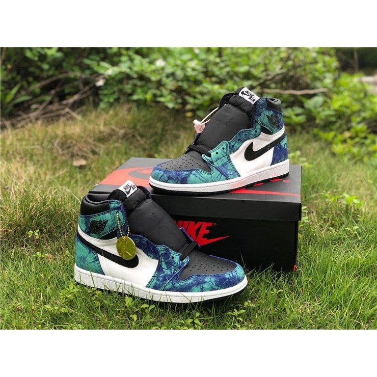 JORDAN 1 Retro High - Tie Dye Sneakers - Black Unisex Streetwear Limited Edition