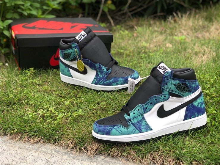 JORDAN 1 Retro High - Tie Dye Sneakers - Black Unisex Streetwear Limited Edition