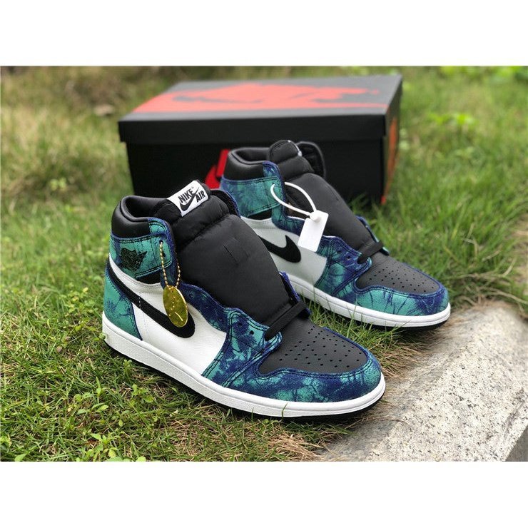 JORDAN 1 Retro High - Tie Dye Sneakers - Black Unisex Streetwear Limited Edition