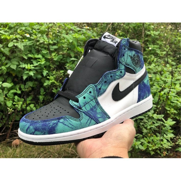 JORDAN 1 Retro High - Tie Dye Sneakers - Black Unisex Streetwear Limited Edition