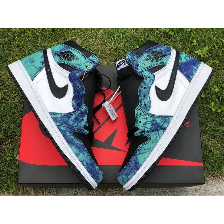 JORDAN 1 Retro High - Tie Dye Sneakers - Black Unisex Streetwear Limited Edition