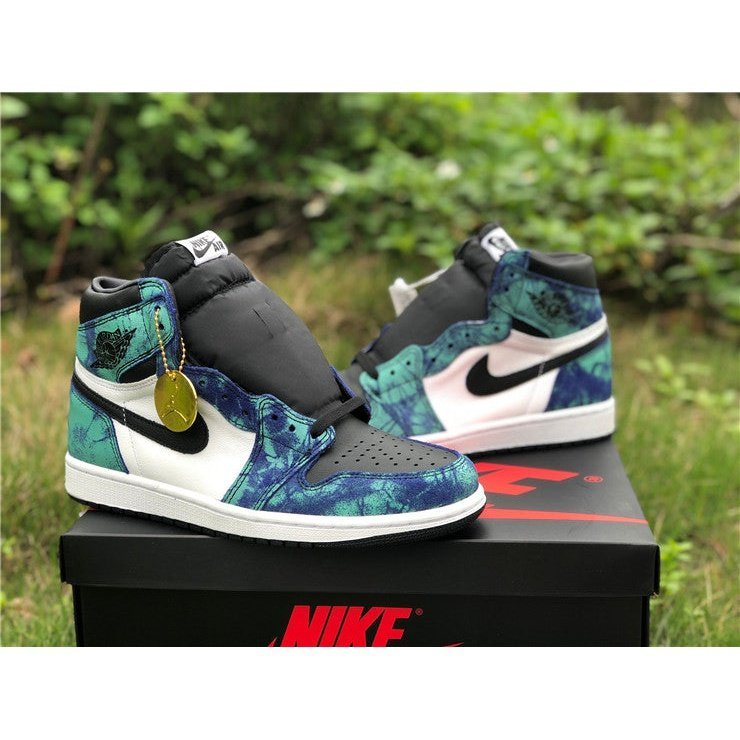 JORDAN 1 Retro High - Tie Dye Sneakers - Black Unisex Streetwear Limited Edition