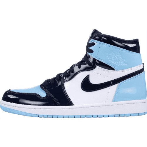 JORDAN 1 Retro High - Unc Patent Sneakers - Black Unisex Streetwear Limited Edition