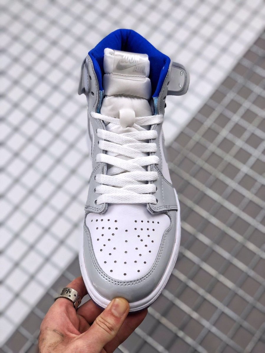 JORDAN 1 Retro High - Zoom Racer Blue Sneakers - White Unisex Streetwear Limited Edition