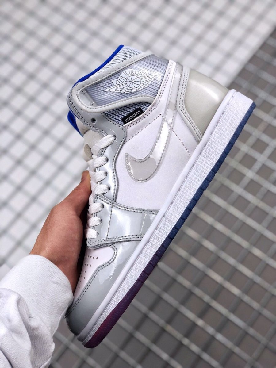 JORDAN 1 Retro High - Zoom Racer Blue Sneakers - White Unisex Streetwear Limited Edition