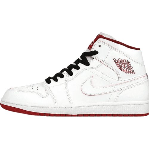 JORDAN 1 Retro Mid - White Gym Red Sneakers - Black Unisex Streetwear Limited Edition