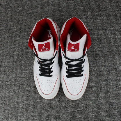 JORDAN 1 Retro Mid - White Gym Red Sneakers - Black Unisex Streetwear Limited Edition