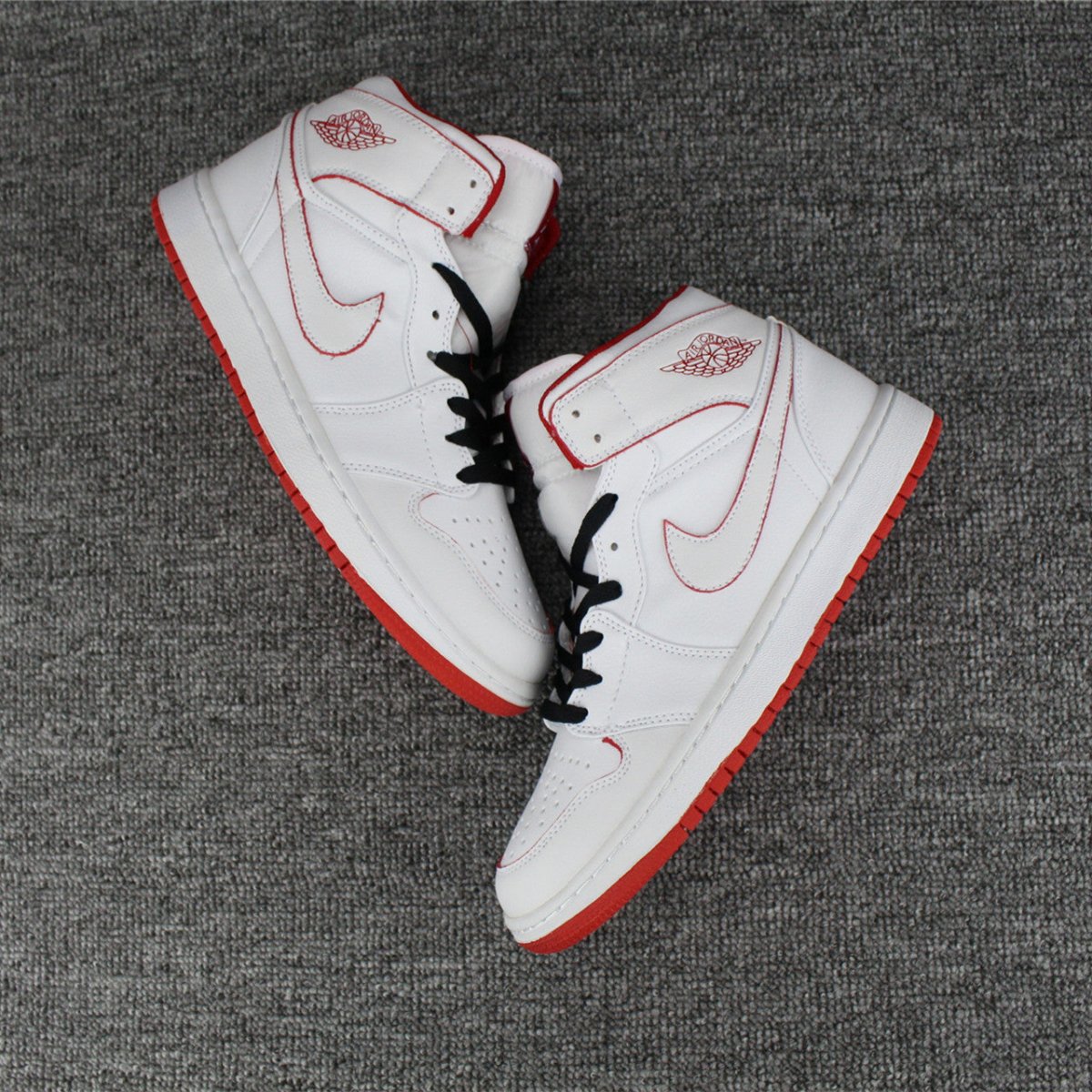 JORDAN 1 Retro Mid - White Gym Red Sneakers - Black Unisex Streetwear Limited Edition