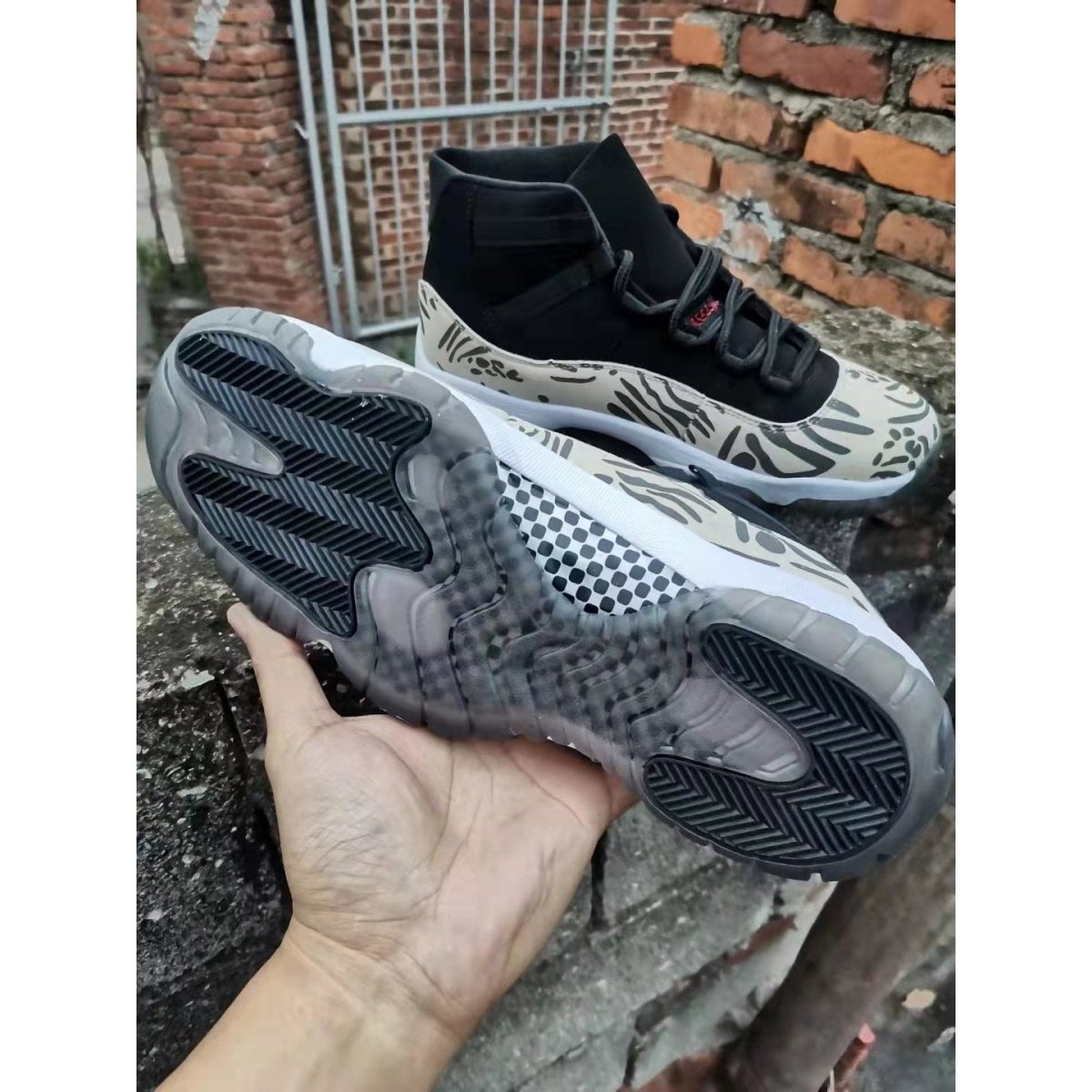 JORDAN 11 Retro - Animal Instinct Sneakers - Black Unisex Streetwear Limited Edition