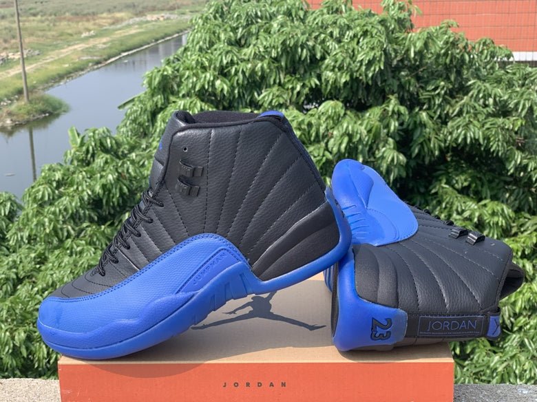 JORDAN 12 Retro - Game Royal Sneakers - Black Unisex Streetwear Limited Edition