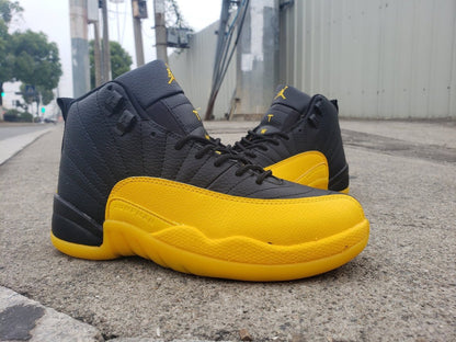 JORDAN 12 Retro - University Gold Sneakers - Black Unisex Streetwear Limited Edition