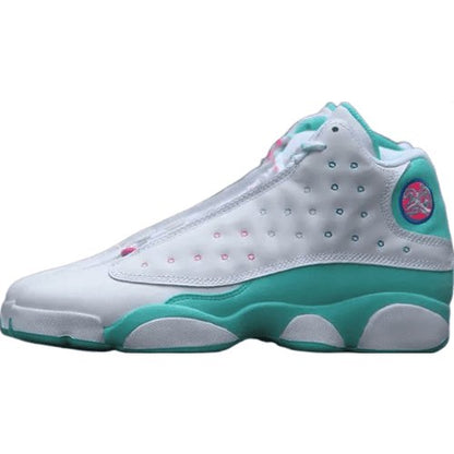 JORDAN 13 Retro - Soar Green Pink Sneakers - White Unisex Streetwear Limited Edition