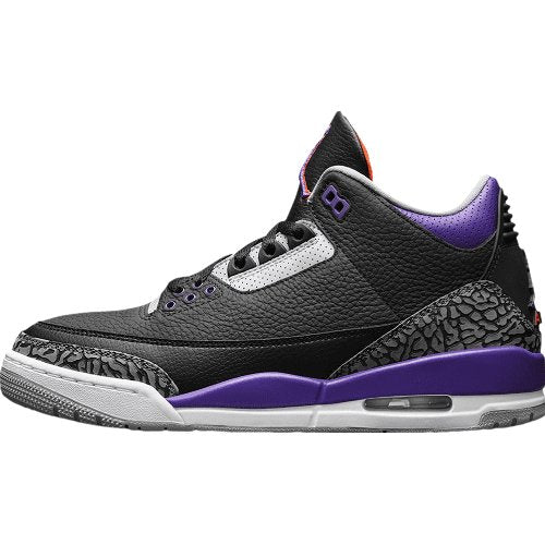 JORDAN 3 Retro - Court Purple Sneakers - Black Unisex Streetwear Limited Edition