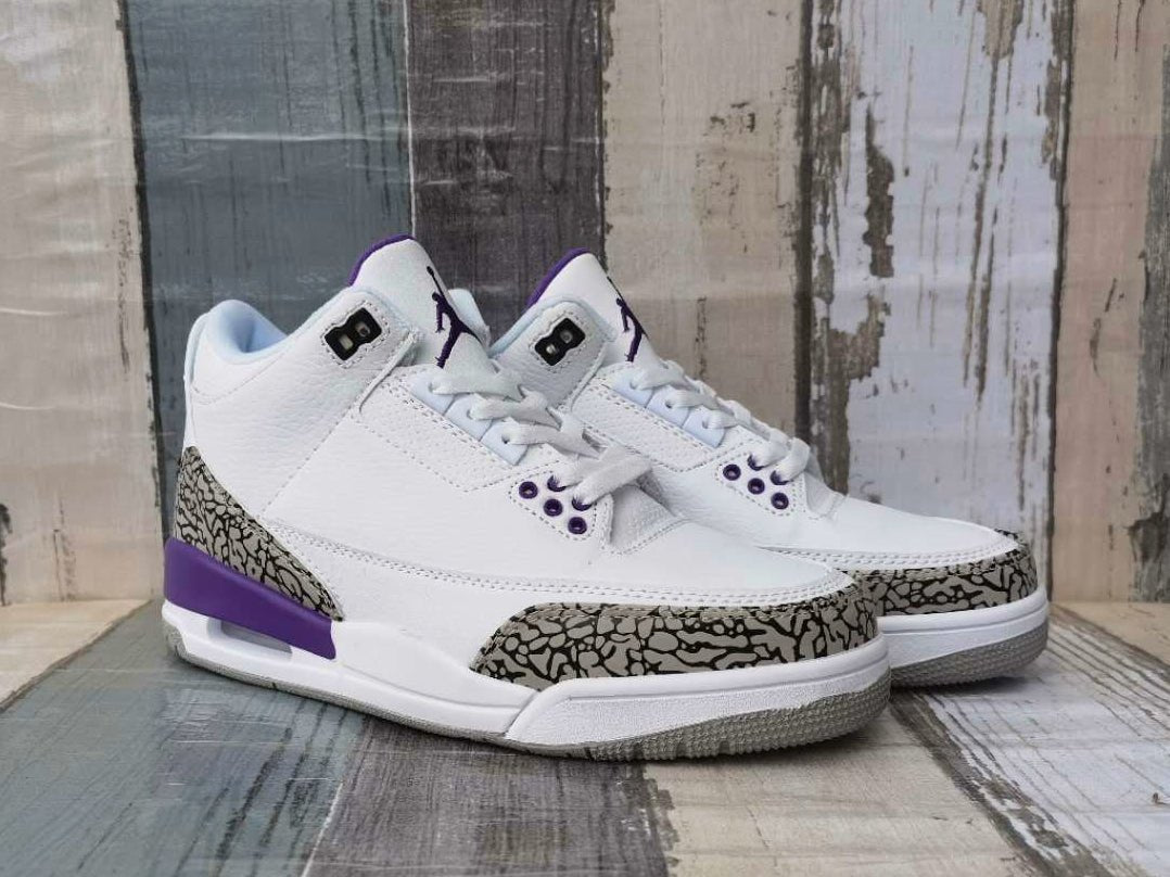 JORDAN 3 Retro - Dark Iris Sneakers - Black Unisex Streetwear Limited Edition