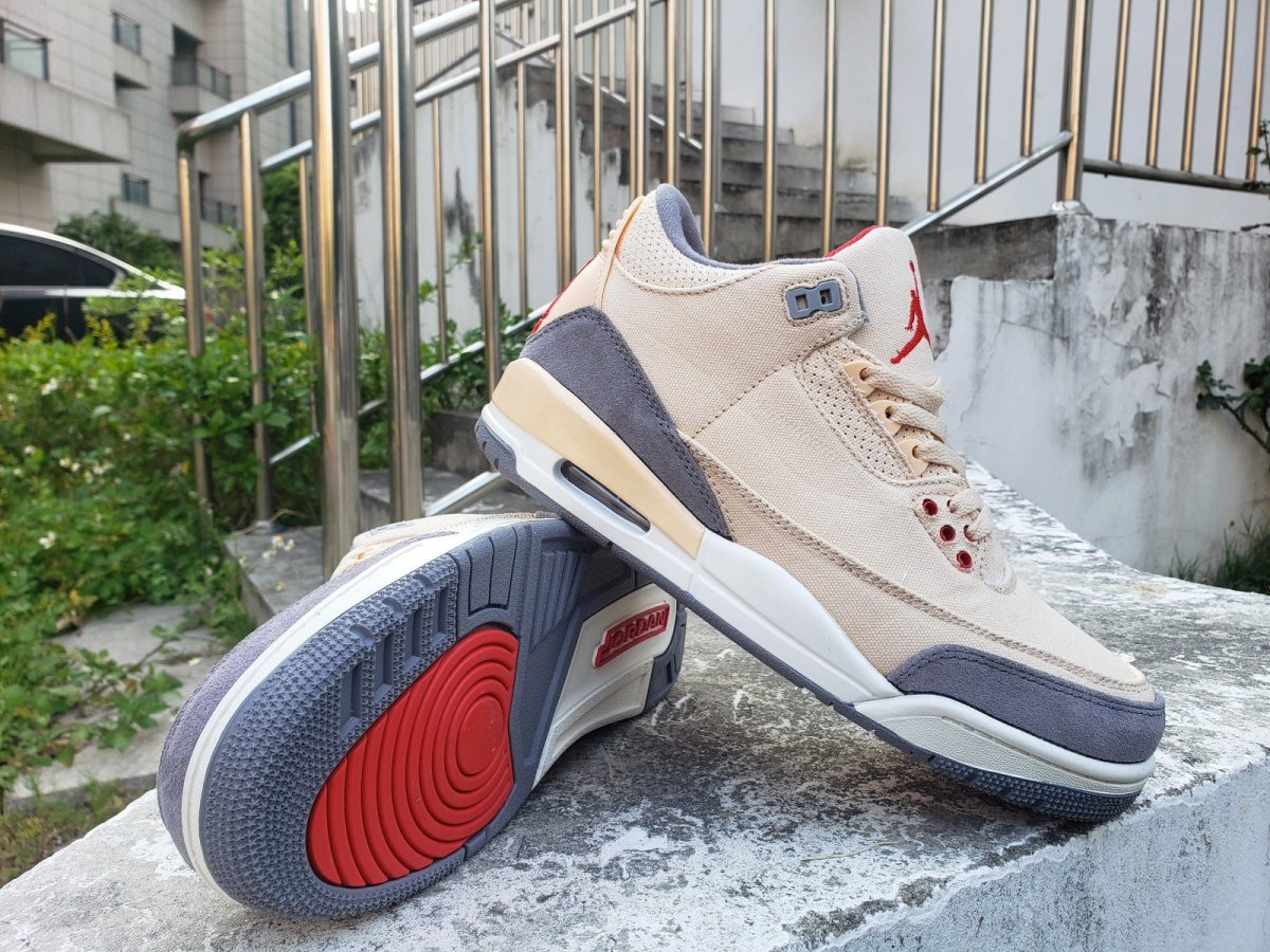 JORDAN 3 Retro - Muslin Sneakers - Black Unisex Streetwear Limited Edition