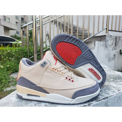 JORDAN 3 Retro - Muslin Sneakers - Black Unisex Streetwear Limited Edition