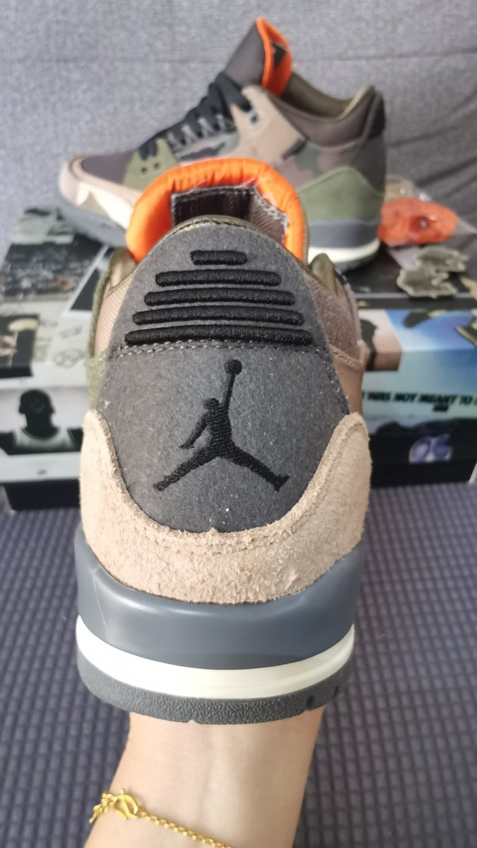 JORDAN 3 Retro - Patchwork Camo Sneakers - Black Unisex Streetwear Limited Edition