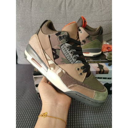 JORDAN 3 Retro - Patchwork Camo Sneakers - Black Unisex Streetwear Limited Edition