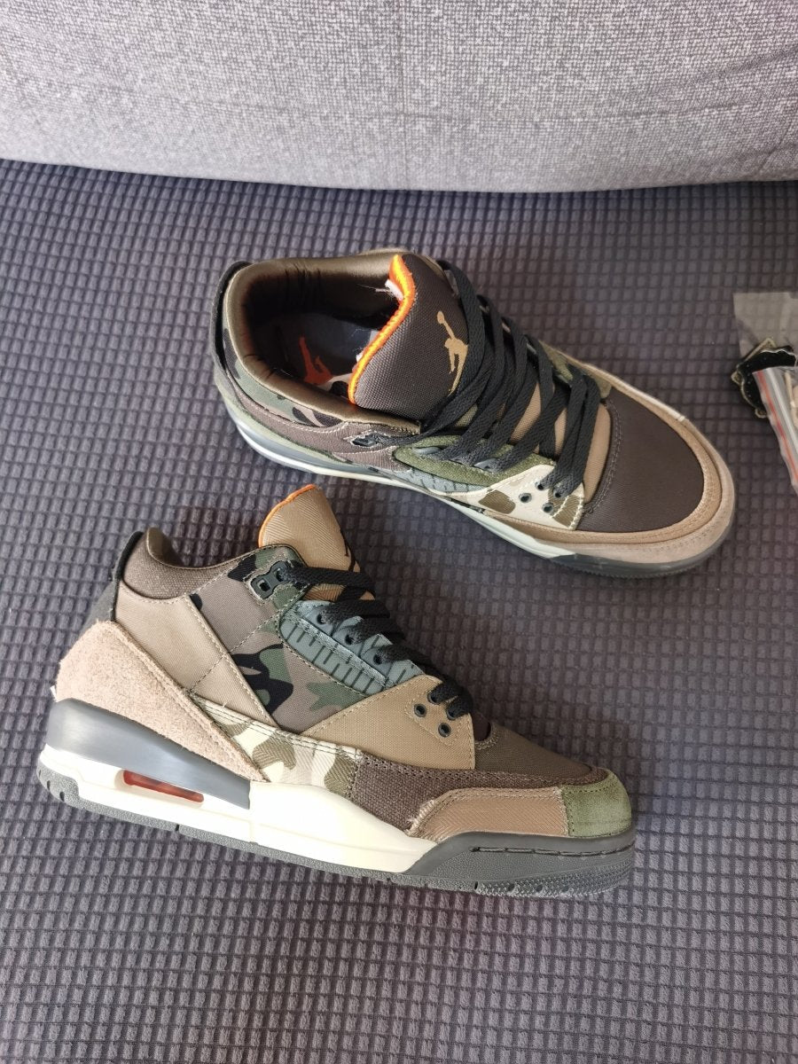 JORDAN 3 Retro - Patchwork Camo Sneakers - Black Unisex Streetwear Limited Edition