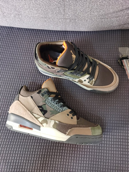 JORDAN 3 Retro - Patchwork Camo Sneakers - Black Unisex Streetwear Limited Edition
