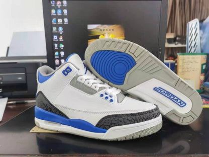 JORDAN 3 Retro - Racer Sneakers - Blue Unisex Streetwear Limited Edition